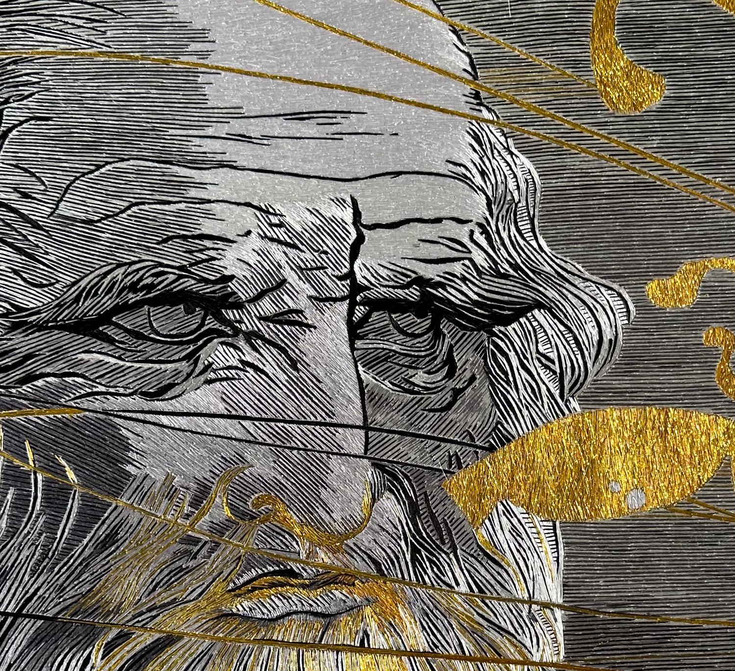 Seta Art Decor, decorazione murale, ricamo in seta fine, arazzo con fili metallizzati in vendita
