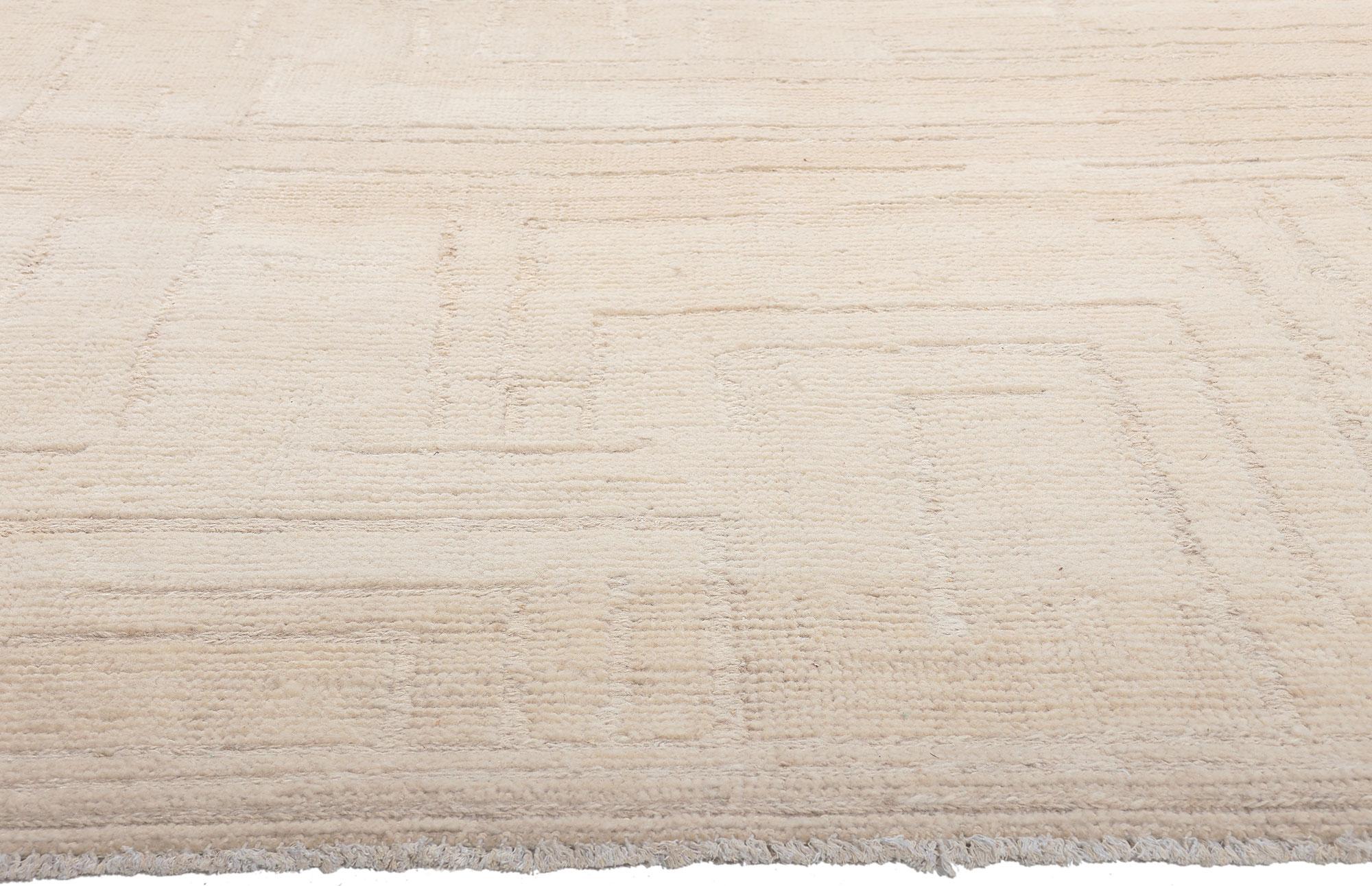 Pakistani Modern Style Neutral Moroccan Rug, Step Into The Warm Minimalism Of Shibui For Sale