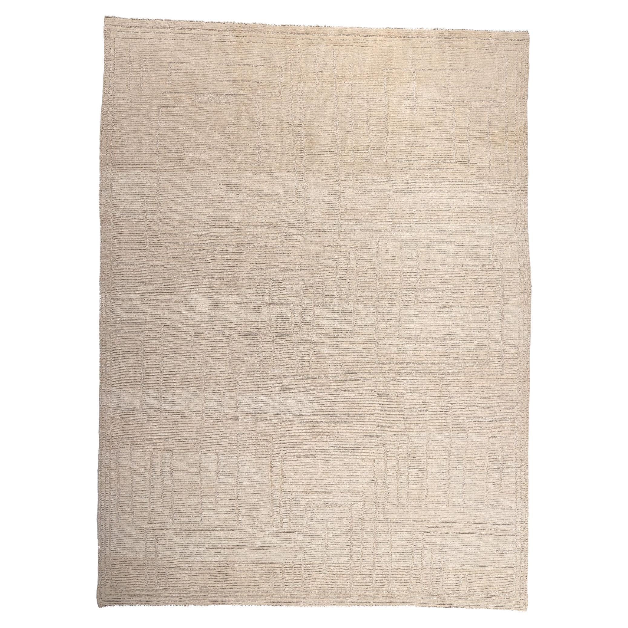Modern Style Neutral Moroccan Rug, Step Into The Warm Minimalism Of Shibui