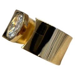 Pitillera Abierta Estilo Moderno  c/ 0,77ct Diamante Oval Antiguo Oro 18k 13,50g