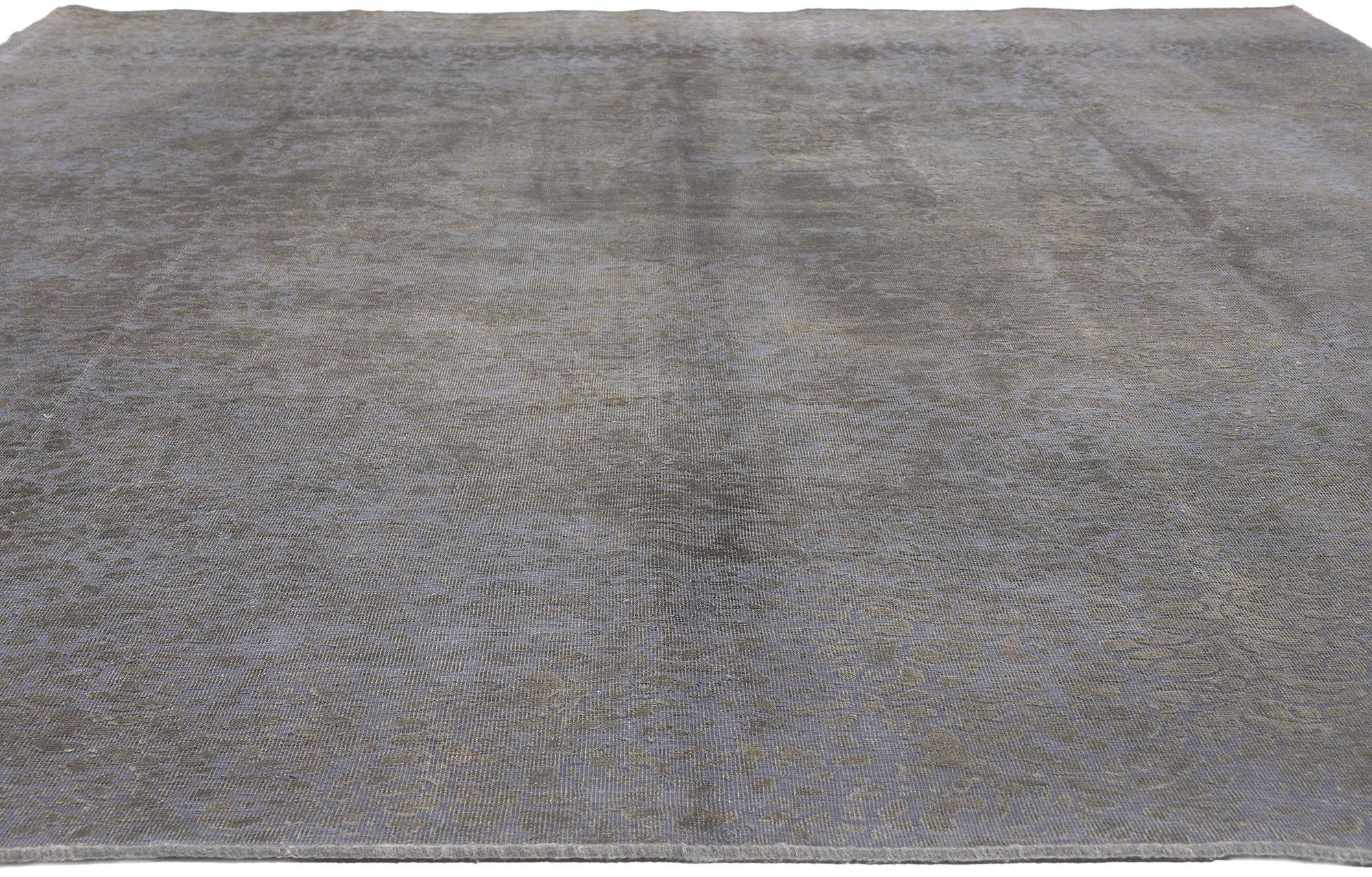 Hand-Knotted Vintage Turkish Overdyed Rug, The Brutalist Movement Meets Modern Industrial For Sale
