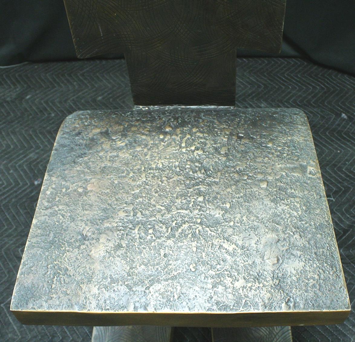 Modern Style Patinated Bronze Side Chair, Signed 3