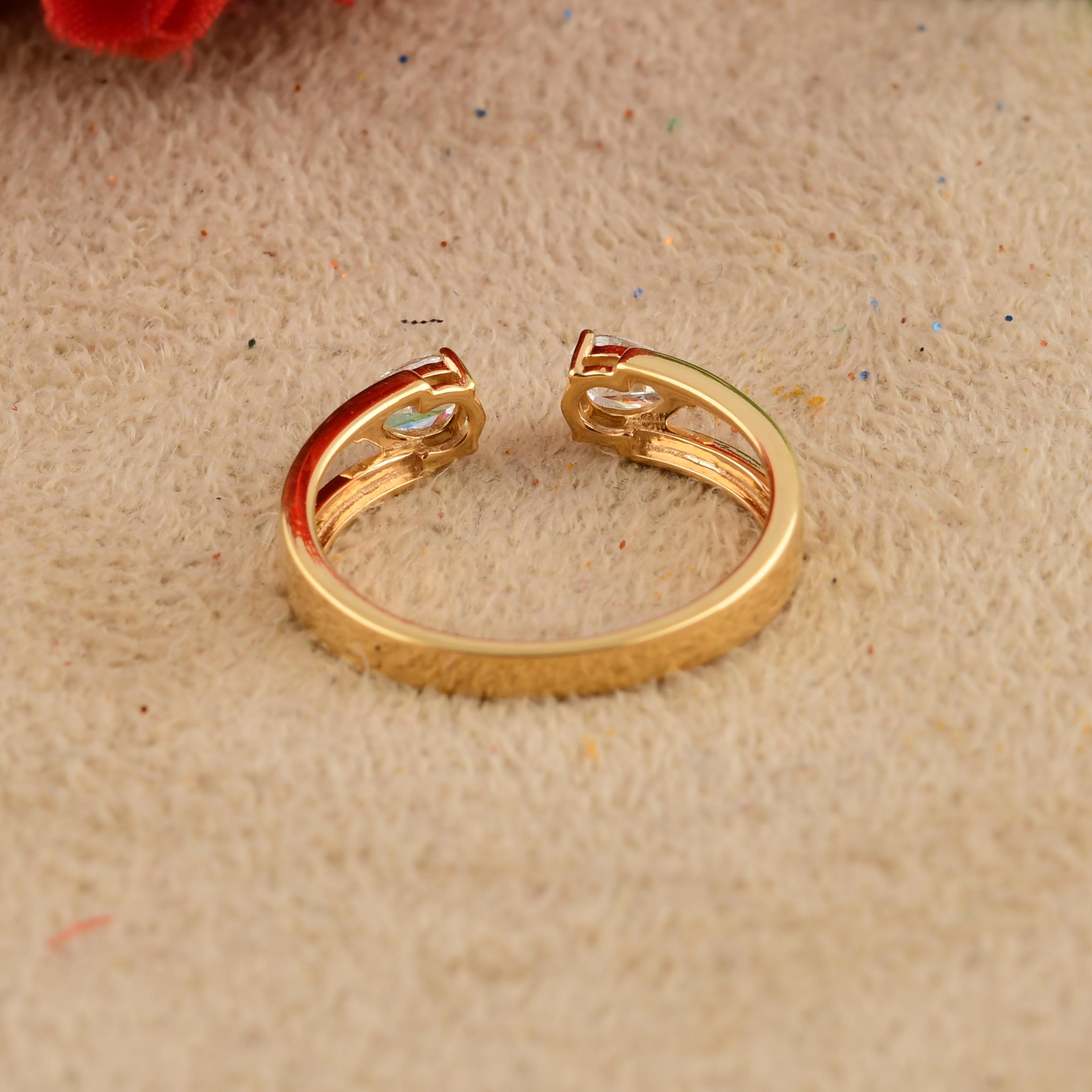 En venta: Estilo Moderno Corte Pera SI Claridad HI Color Diamante Anillo Abierto Oro Amarillo 18k  3