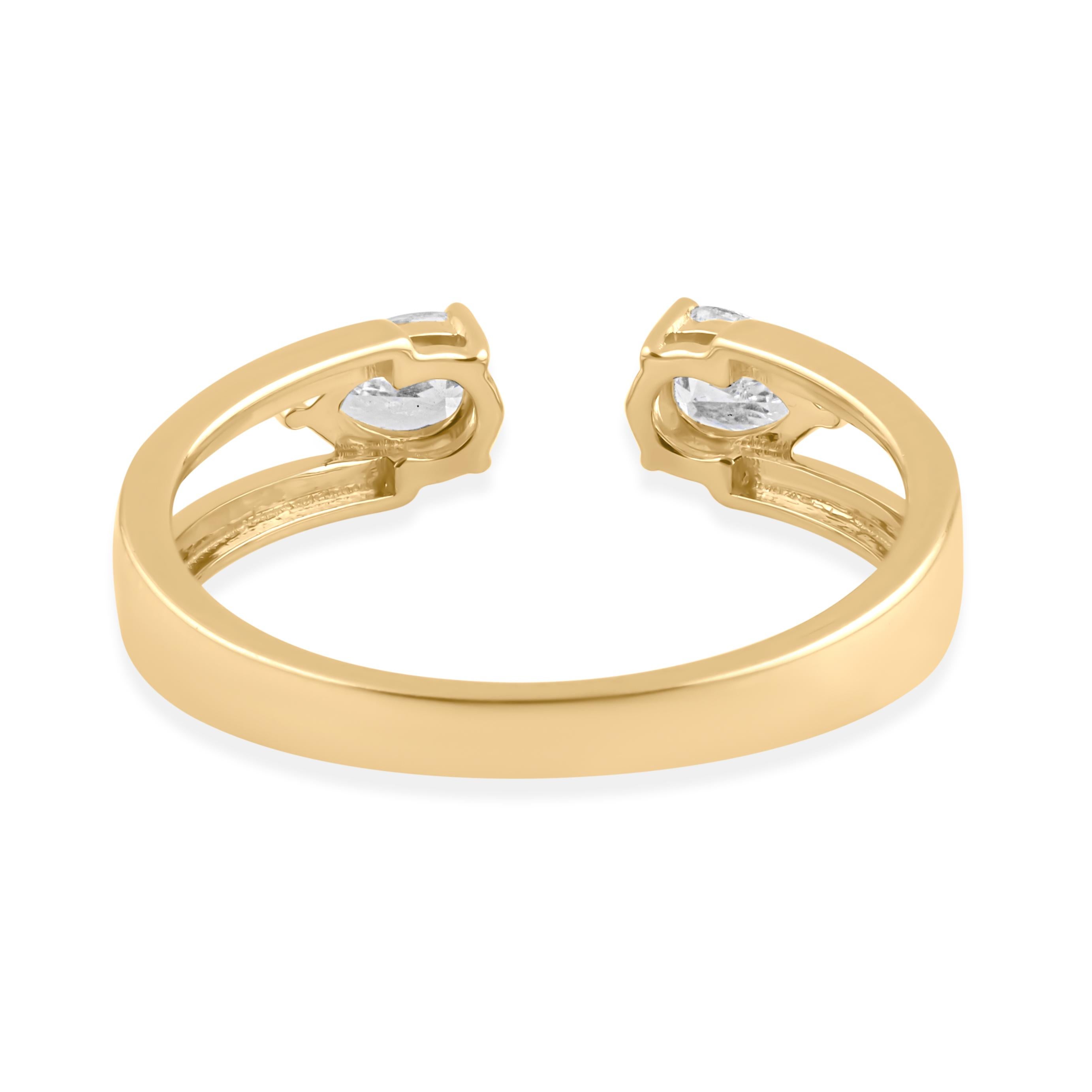 En venta: Estilo Moderno Corte Pera SI Claridad HI Color Diamante Anillo Abierto Oro Amarillo 18k  7