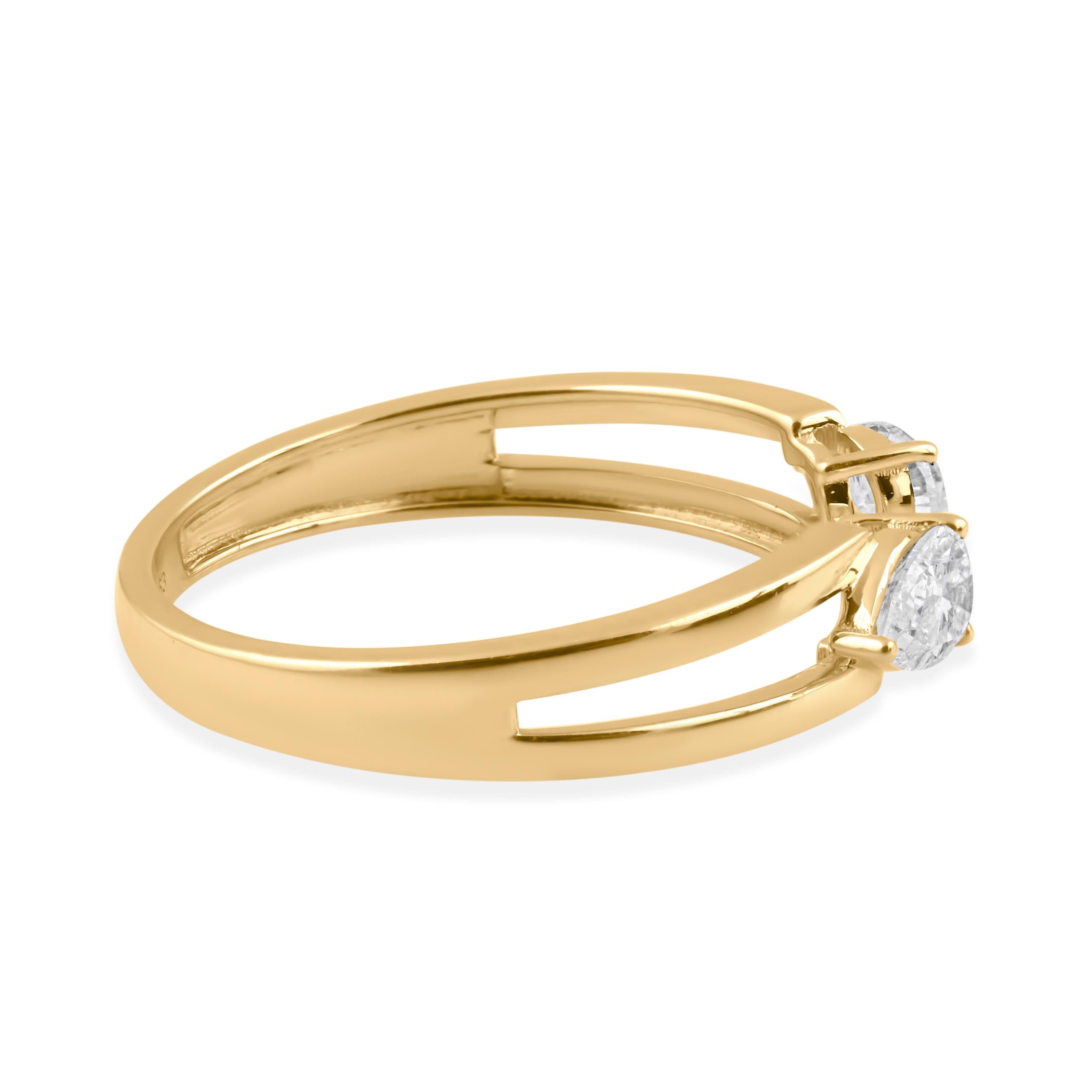 En venta: Estilo Moderno Corte Pera SI Claridad HI Color Diamante Anillo Abierto Oro Amarillo 18k  8