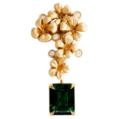 Collier à pendentifs de style moderne en or jaune 18 carats avec diamants