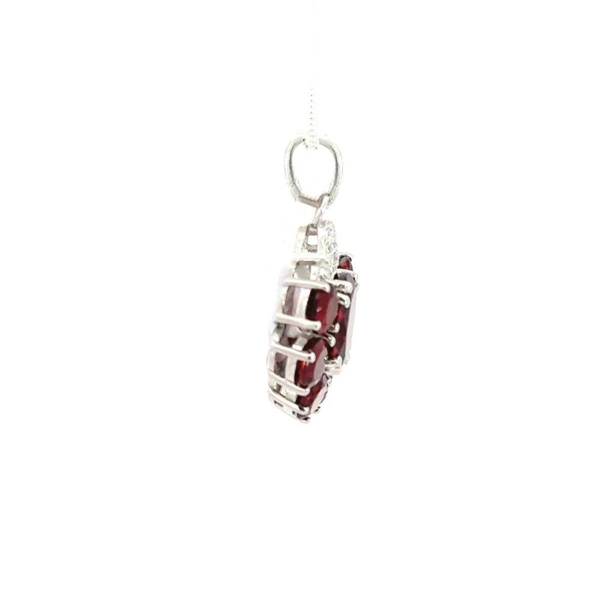 Women's Modern Style Prong Set Garnet Pendant Gift for Women Jewelry in Sterling Silver For Sale