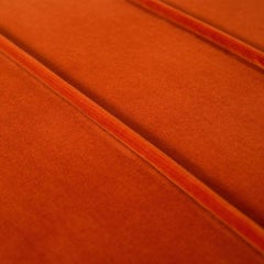 Modern Style Rectangular Milan Ottoman in Paprika Velvet with Chrome Feet