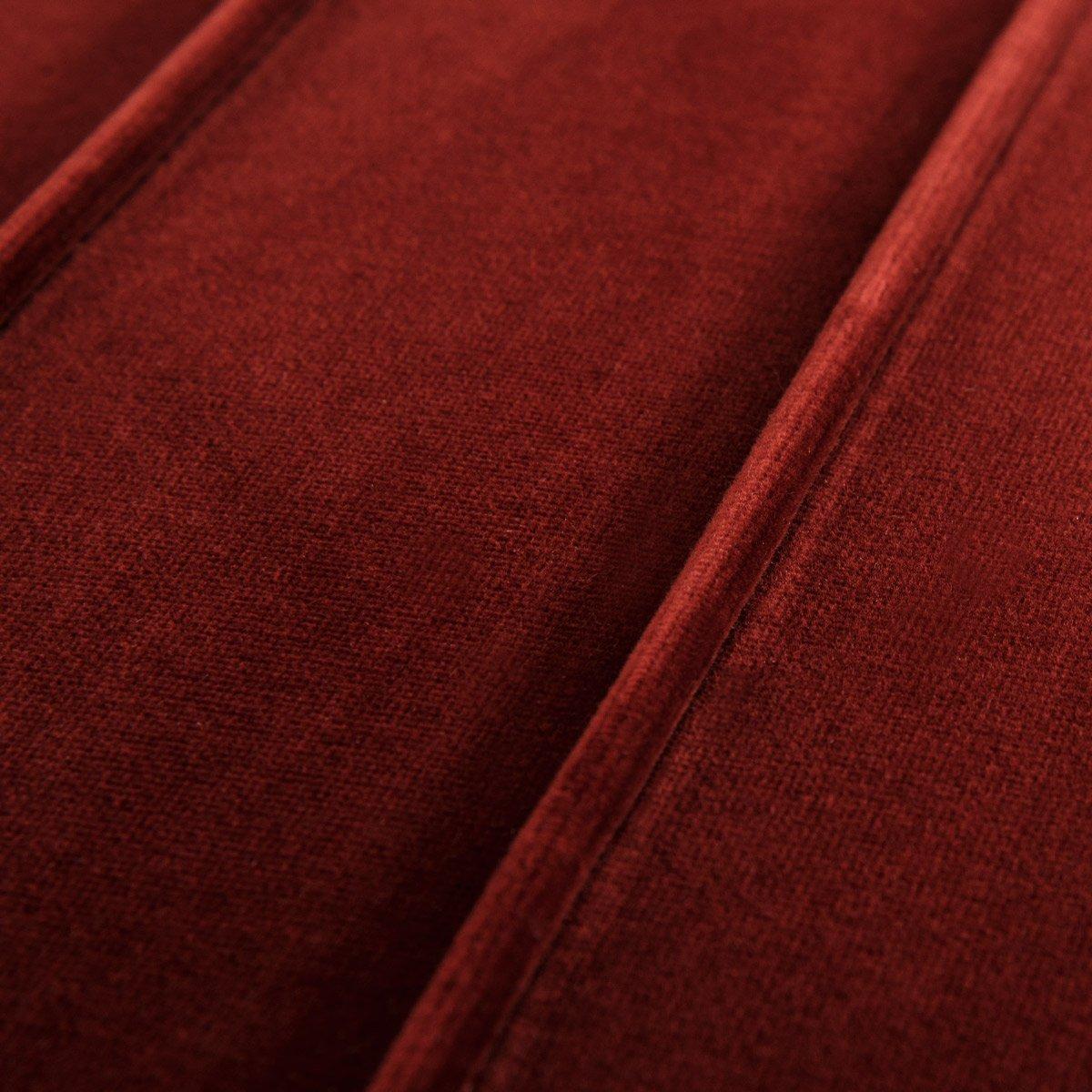 Chinese Modern Style Rectangular Milan Welted Ottoman in Merlot Velvet with Chrome Feet For Sale