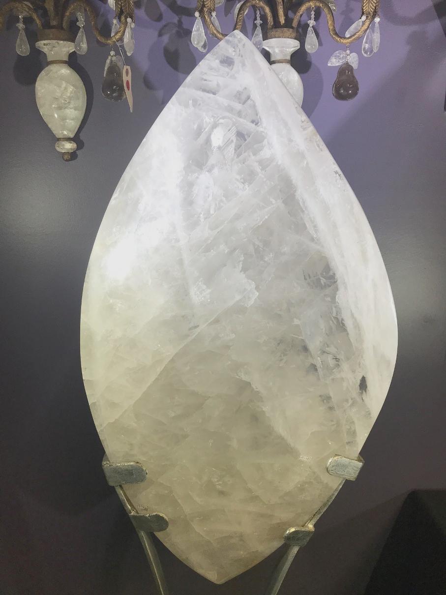 Hand-Carved Modern Style Rock Crystal Flame Sculpture For Sale
