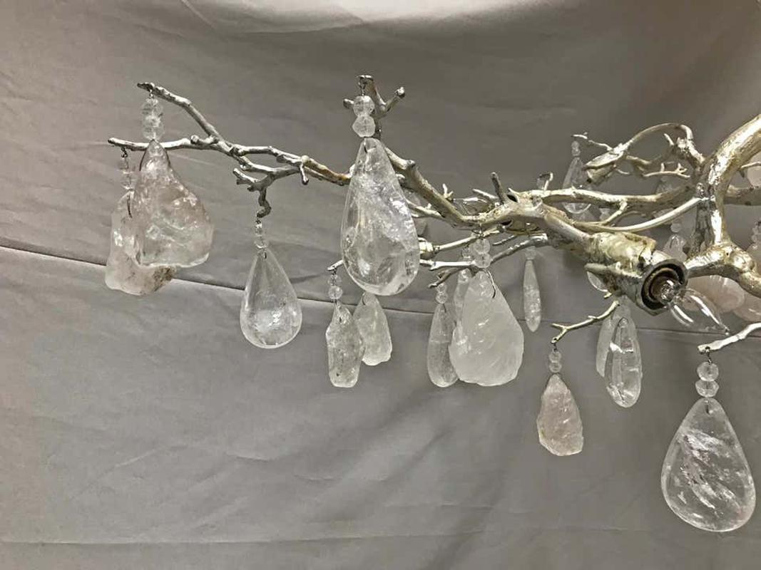 Modern Style Rock Crystal Tree Bronze Chandelier For Sale 1