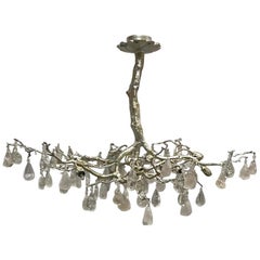 Lustre de style moderne en cristal de roche et bronze