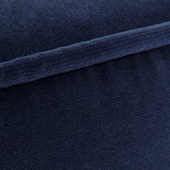 Modern Style Round Chubby Ottoman in Velvet with Polished Brass Toe Kick