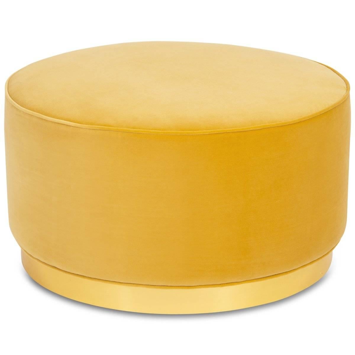 round yellow ottoman