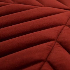 Modern Style Round Sicily Tufted Ottoman in Merlot Velvet and Chrome Feet