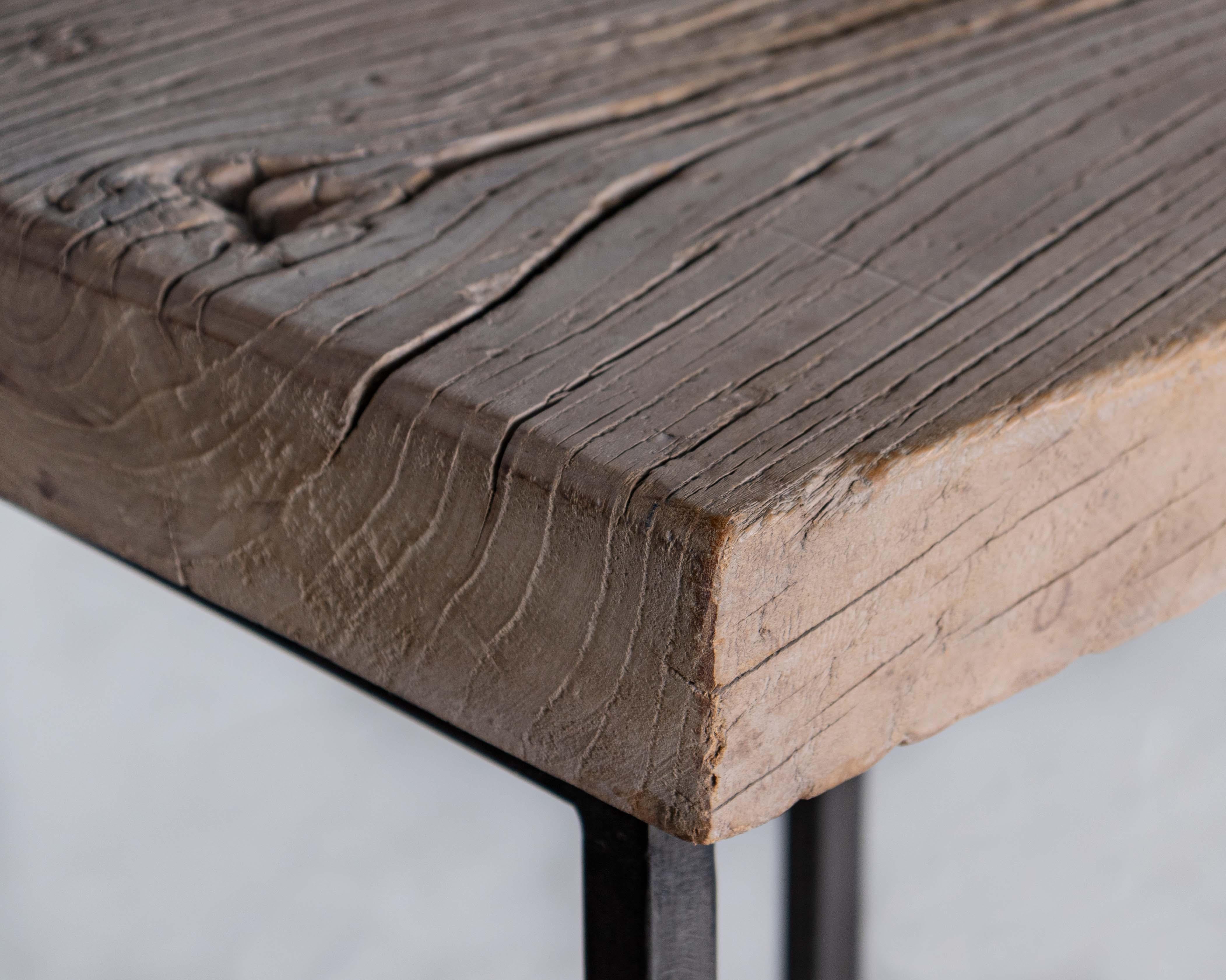 Contemporary Modern Style Serving Table with Reclaimed Elm Top