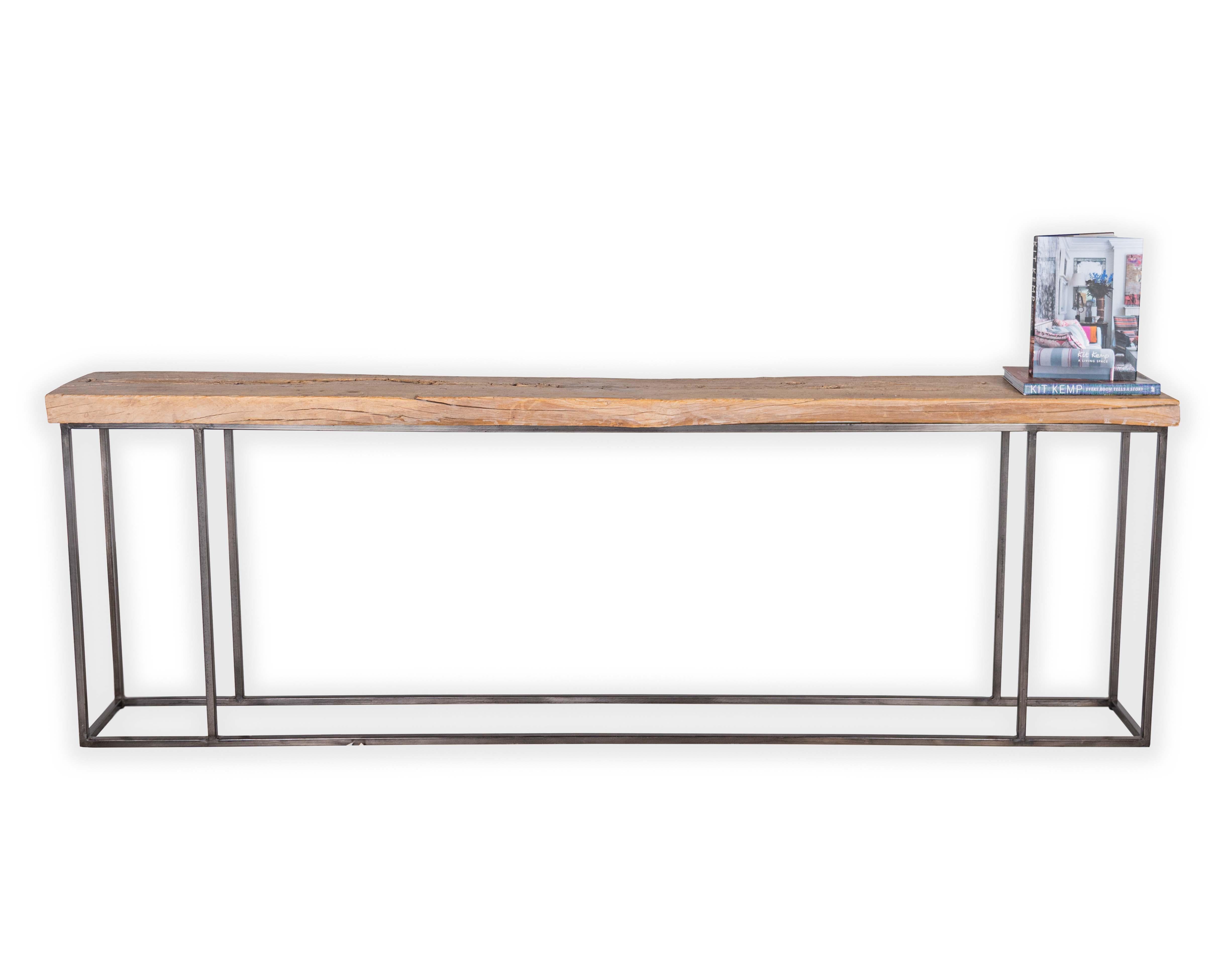 Wood Modern Style Serving Table with Reclaimed Elm Top
