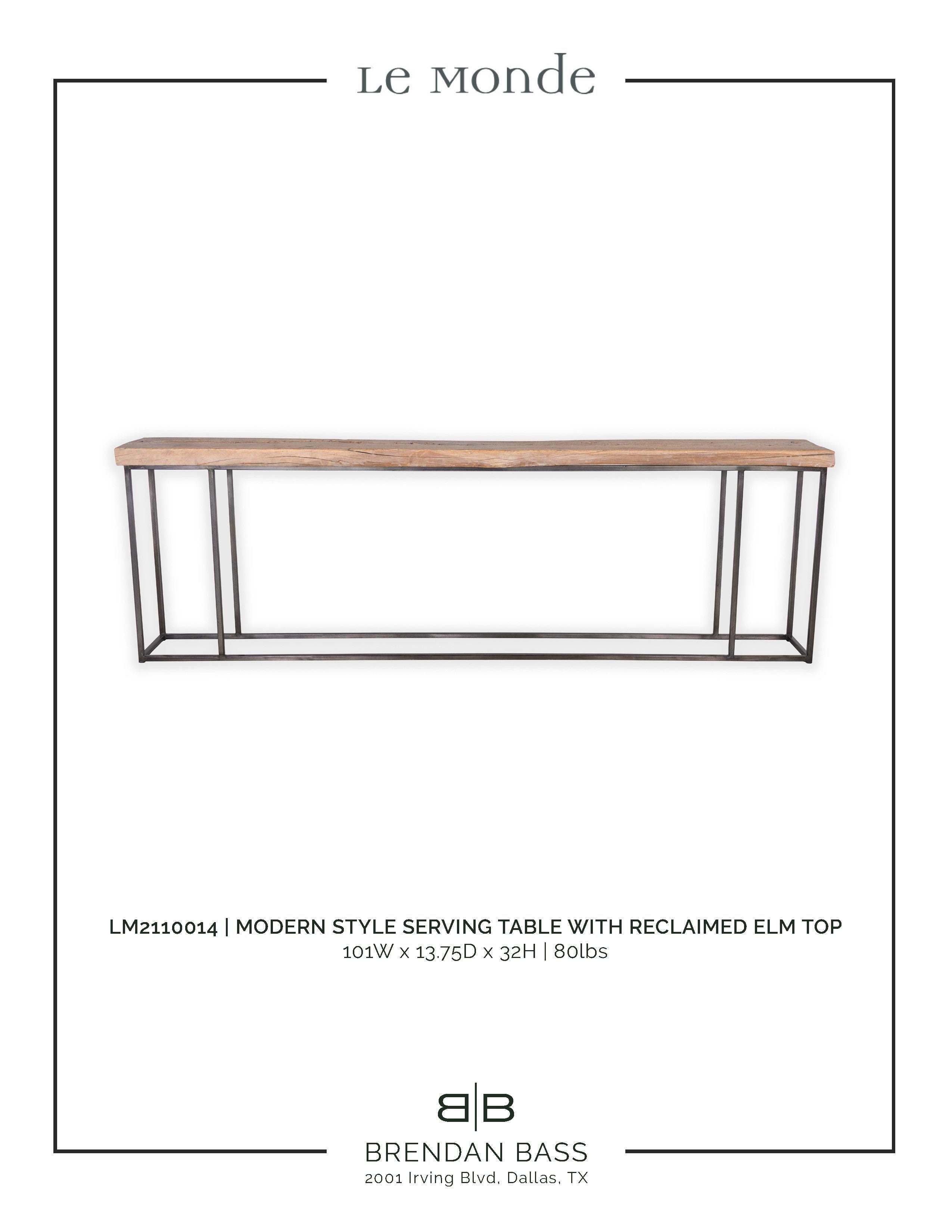 Modern Style Serving Table with Reclaimed Elm Top 1