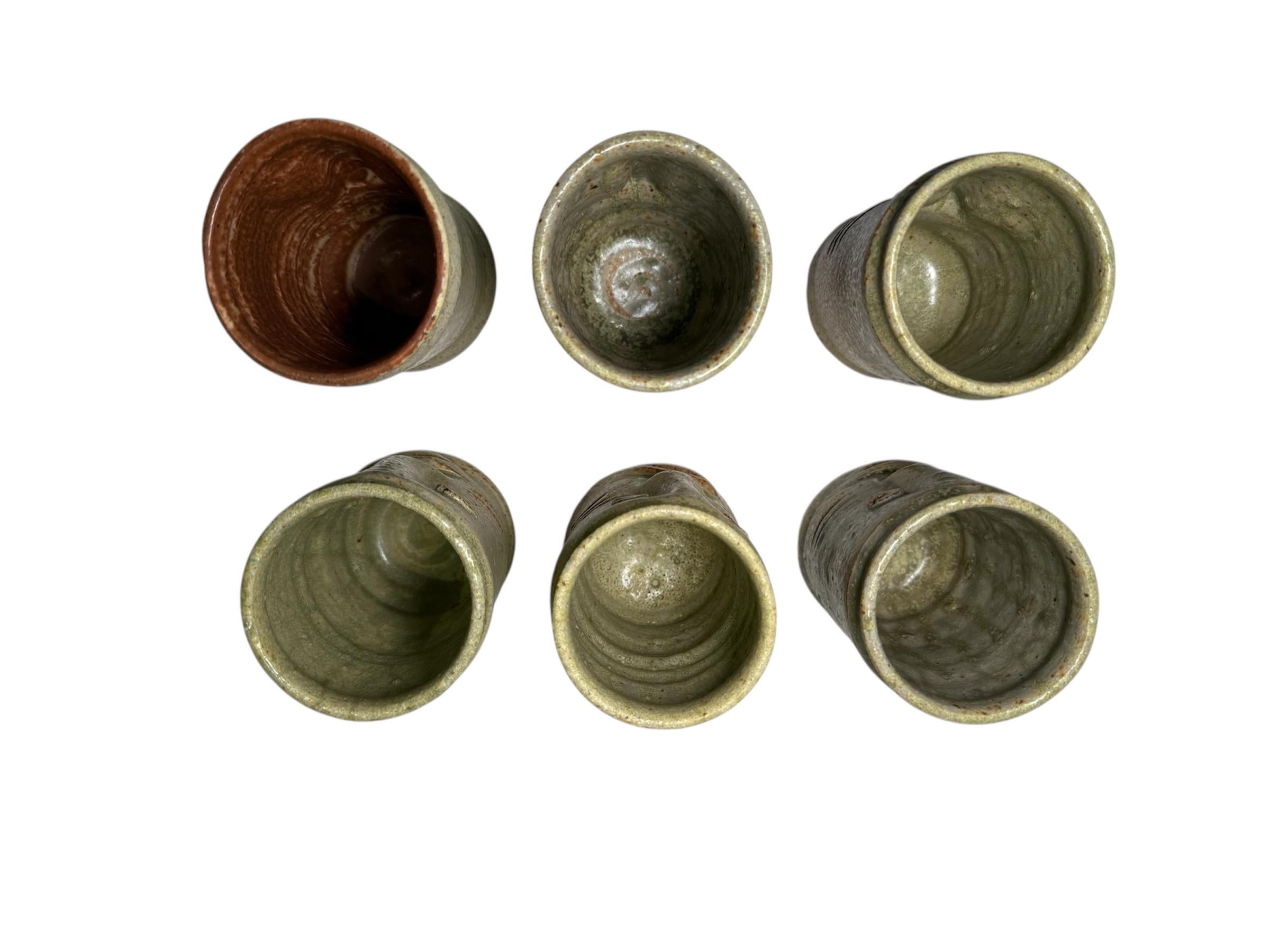 XX secolo Set di sei bicchieri in gres in stile moderno in vendita