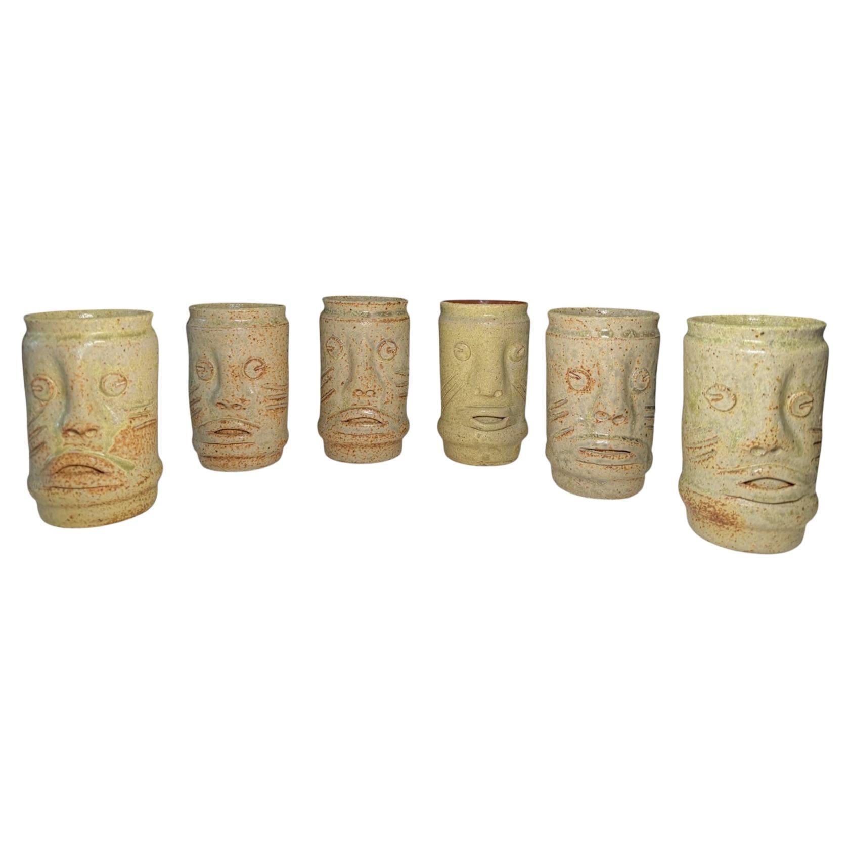 Set di sei bicchieri in gres in stile moderno in vendita