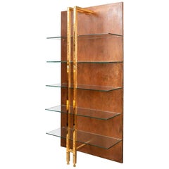 Vintage Modern Style Shelf in Metal and Gilt Brass, 1970s
