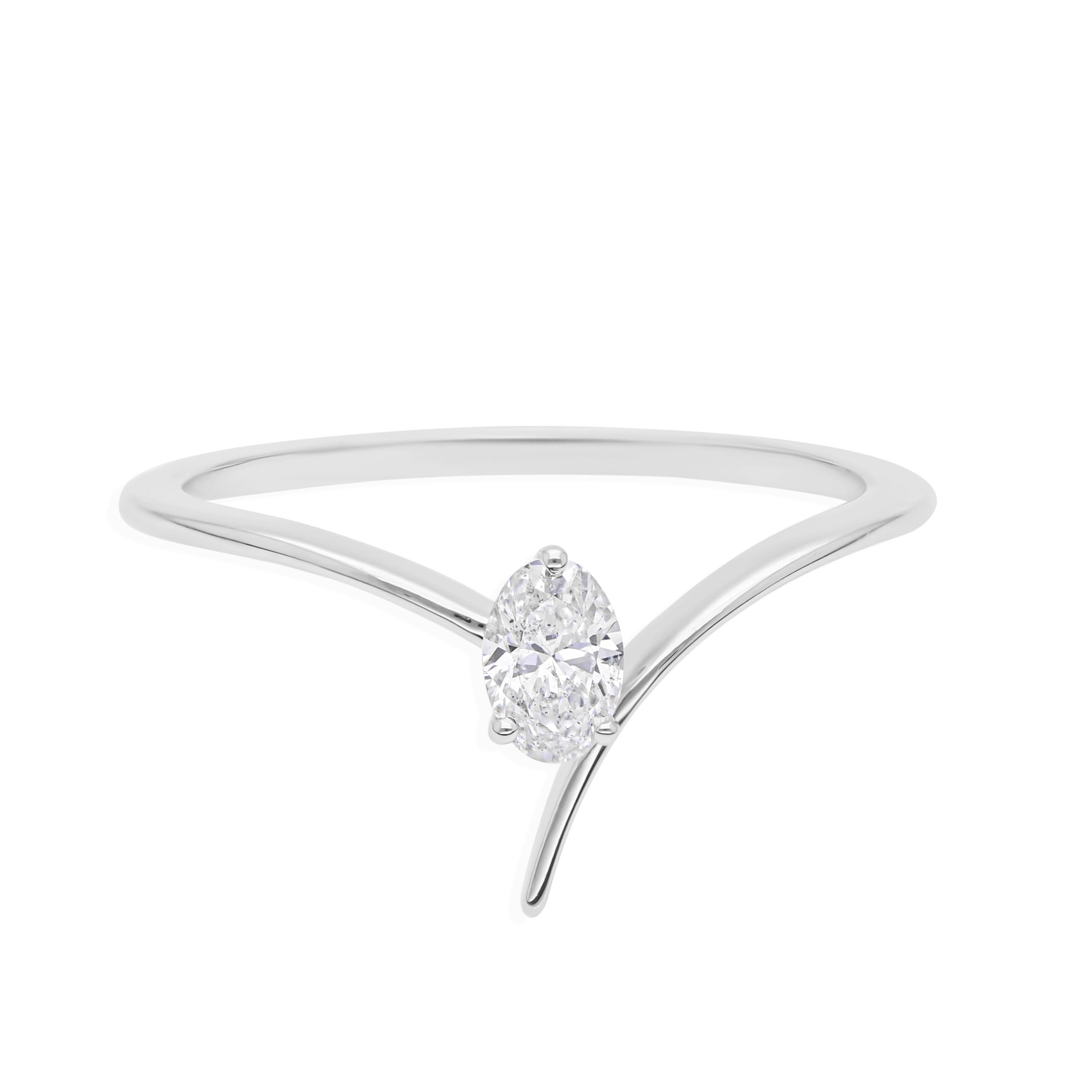 Im Angebot: Moderner Stil SI Reinheit HI Farbe Diamant Minimalistischer Ring 18k Massiv Weißgold () 2