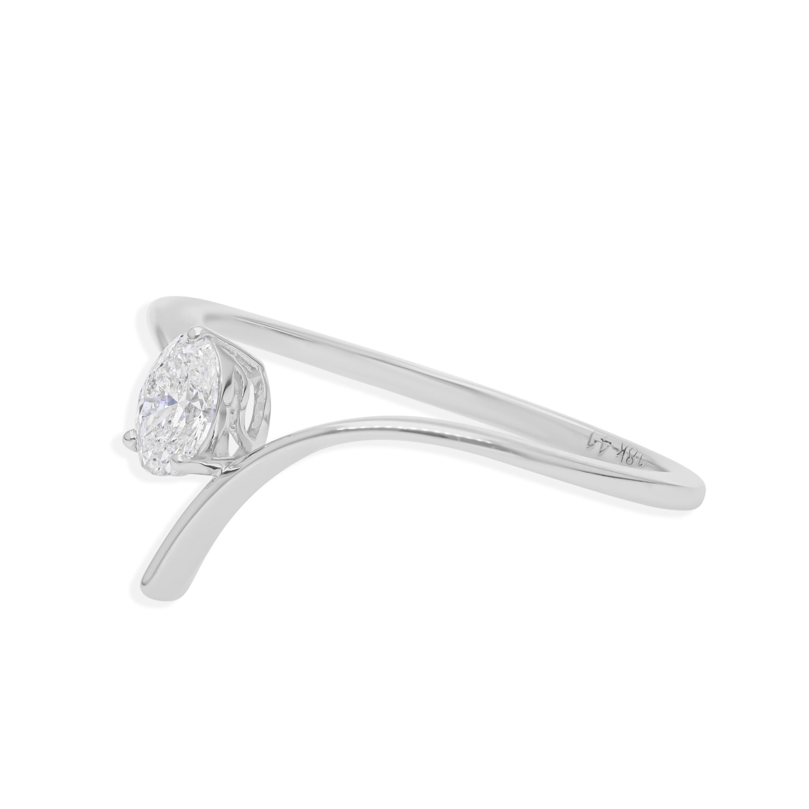 Im Angebot: Moderner Stil SI Reinheit HI Farbe Diamant Minimalistischer Ring 18k Massiv Weißgold () 3