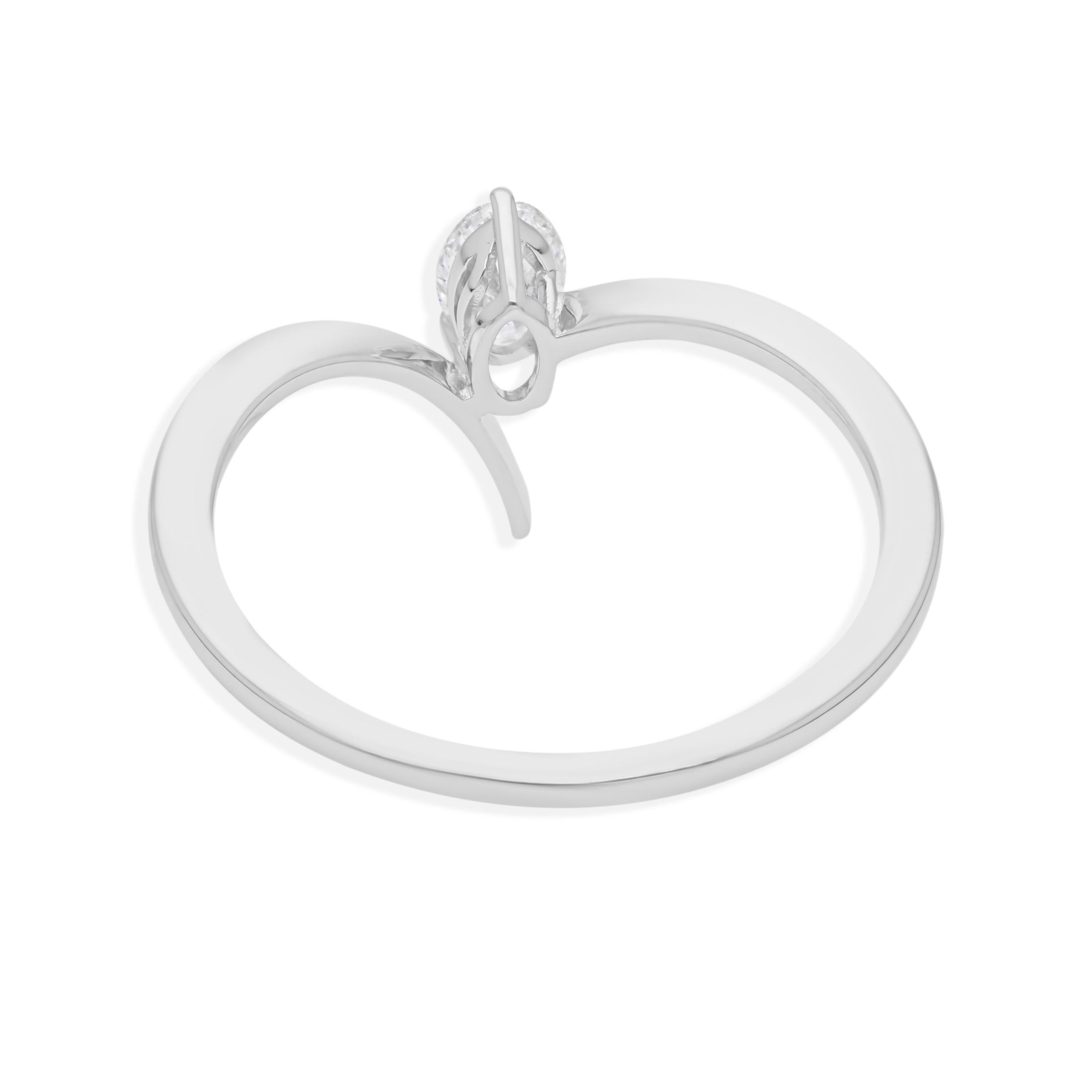 Im Angebot: Moderner Stil SI Reinheit HI Farbe Diamant Minimalistischer Ring 18k Massiv Weißgold () 4