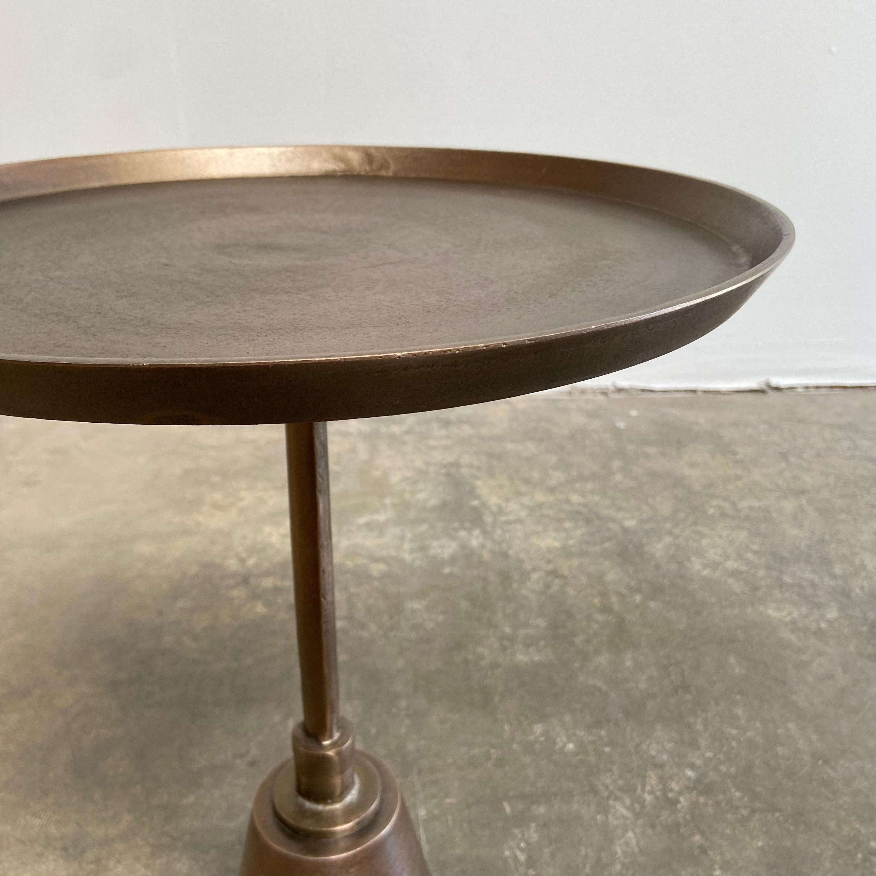Modern Style Side Table in an Antique Brass Colored Finish 3