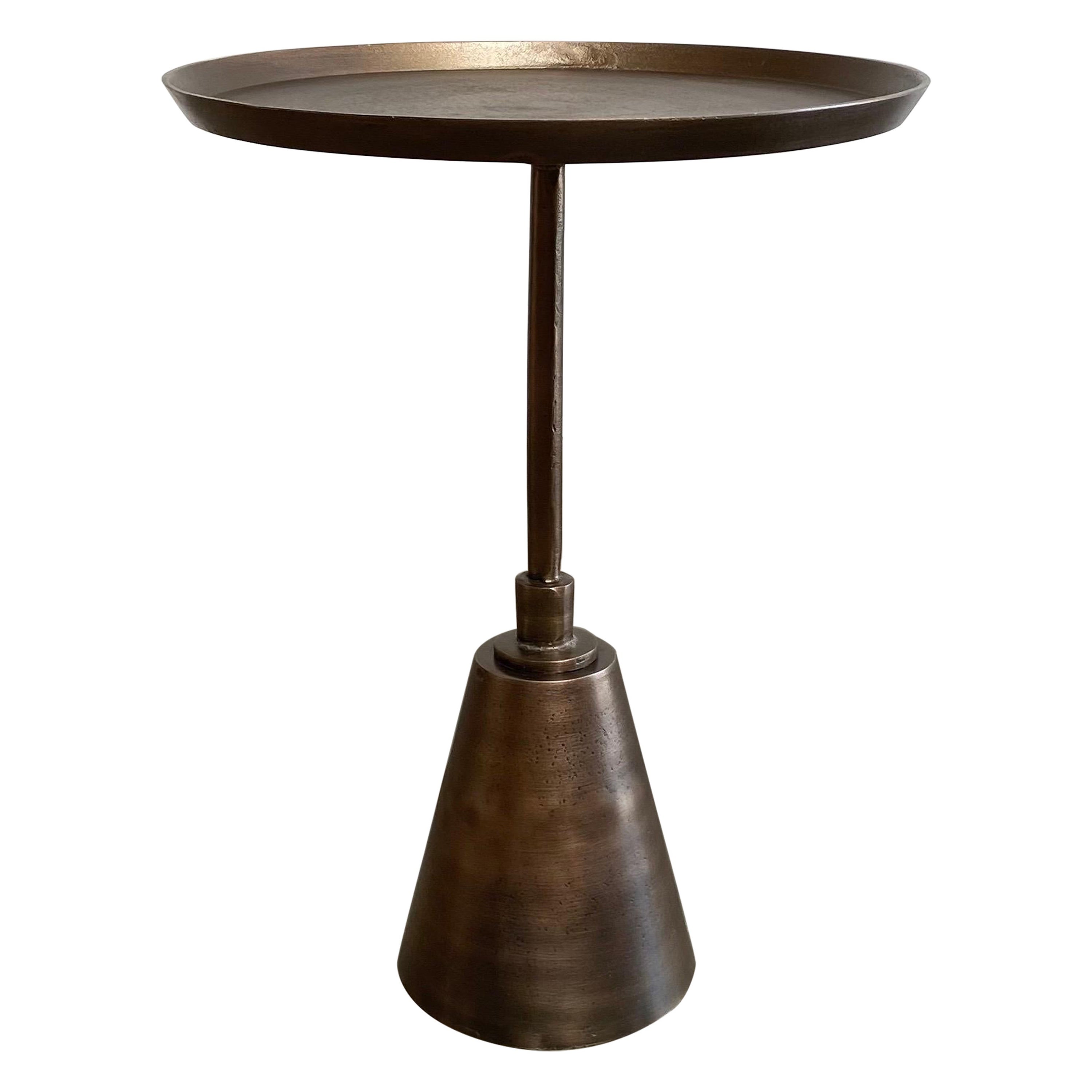 Modern Style Side Table in an Antique Brass Colored Finish