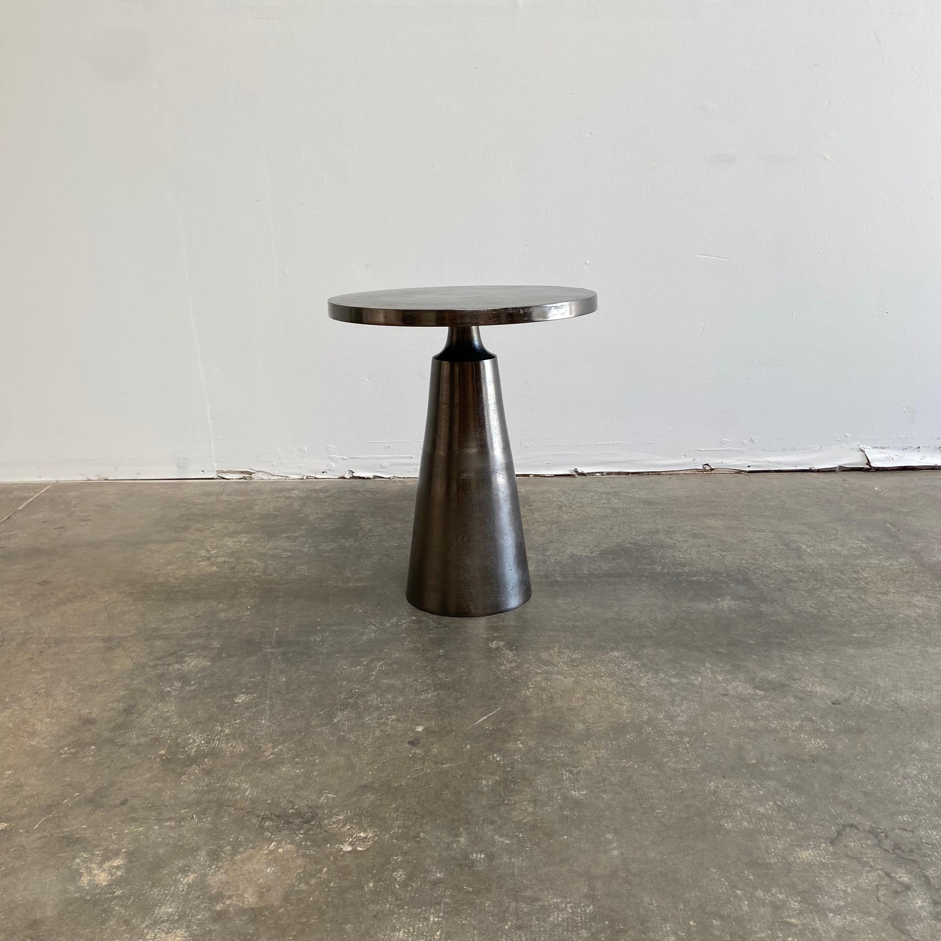 Modern Style Side Table in Antique Pewter with Aged Patina For Sale 5