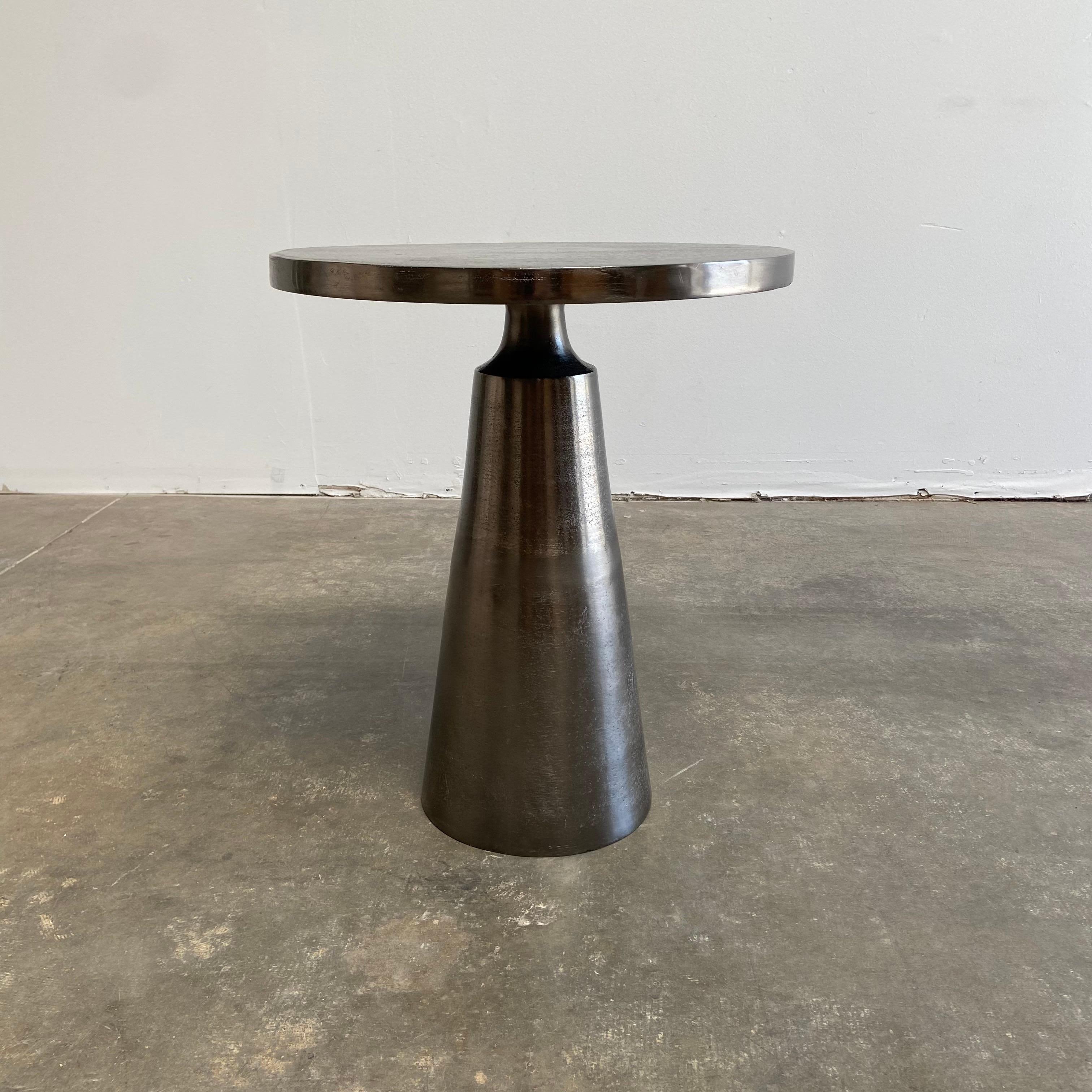 Modern Style Side Table in Antique Pewter with Aged Patina For Sale 6