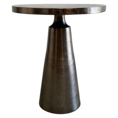 Modern Style Side Table in Antique Pewter with Aged Patina