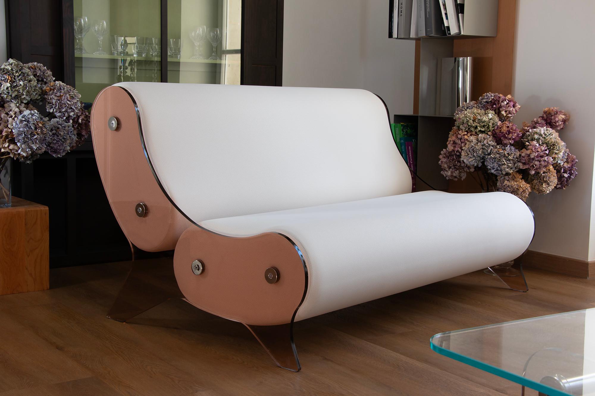 Sofá estilo moderno, paneles de PMMA bronce ahumado by MW DESIGNER FURNITURE Acero inoxidable en venta