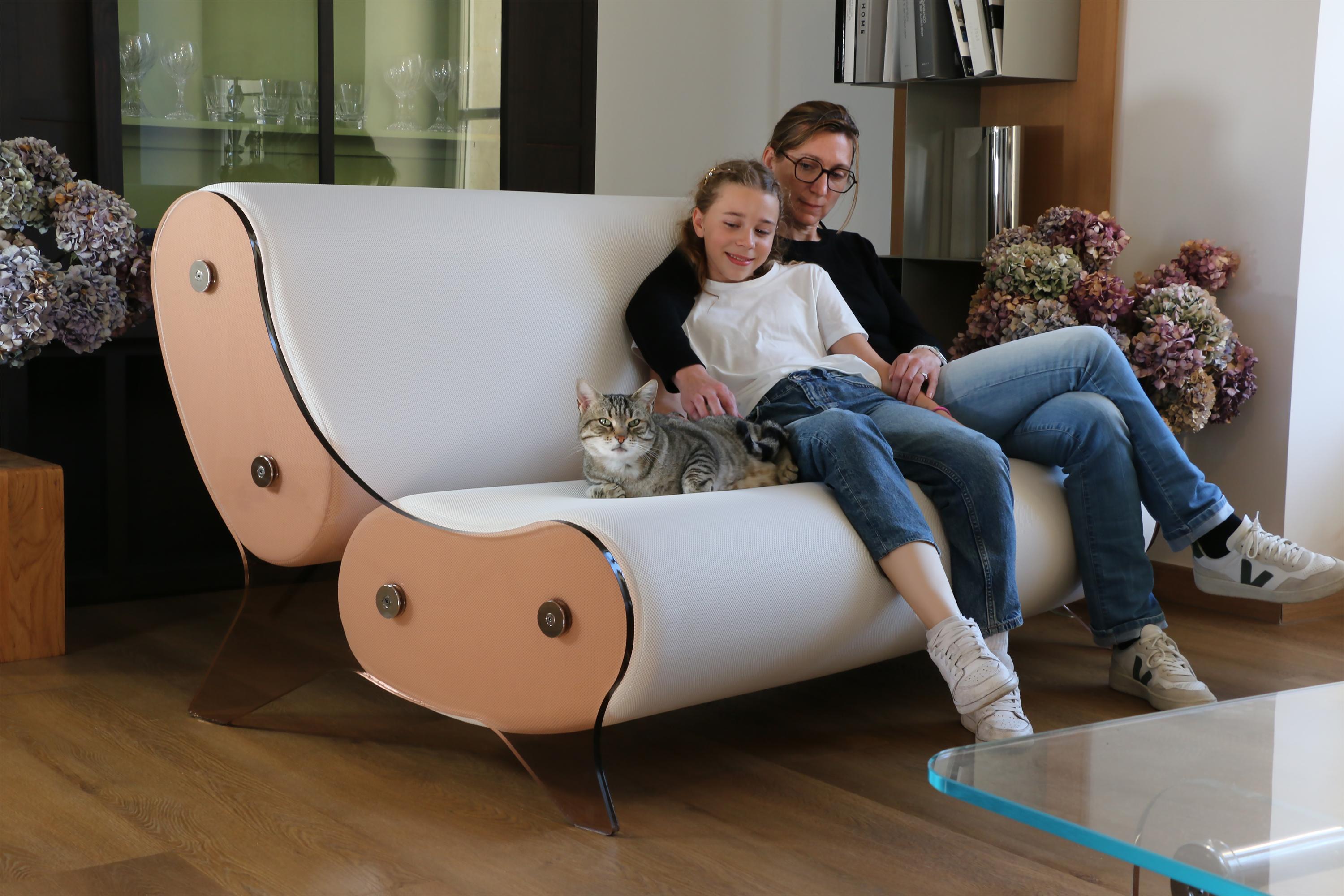 Modernes Sofa im modernen Stil, rauchgrau-blaue PMMA-Paneele von MW DESIGNER FURNITURE (Organische Moderne) im Angebot