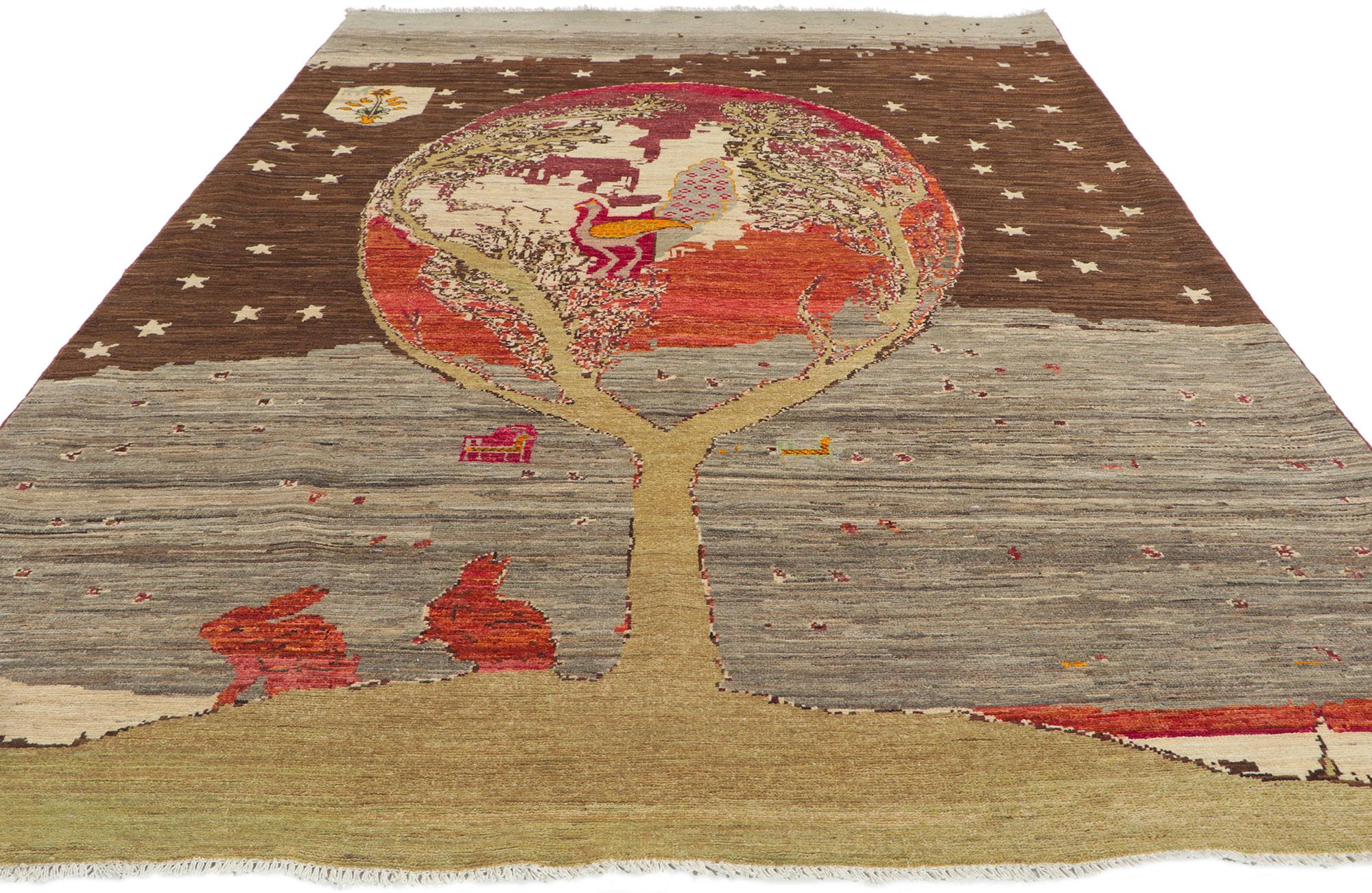 Pakistani Modern Style Tree of Life Rug with Biophilic Design For Sale