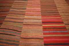 Modern Rustic Vintage Turkish Jajim Kilim Flat-Weave Rug, Striped Area Rug