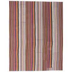 Vintage Turkish Striped Kilim Rug with Modern Rustic Cabin Style Vintage Turkish Striped Kilim Rug with Modern Rustic Cabin Style