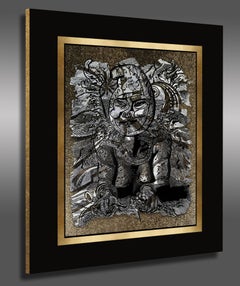 Scythian, Couture Silk Tapestry in Ancient Lacquer Frame