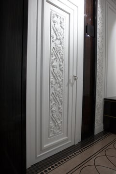 Modern Style Flower Design Carved Wooden Interior Door