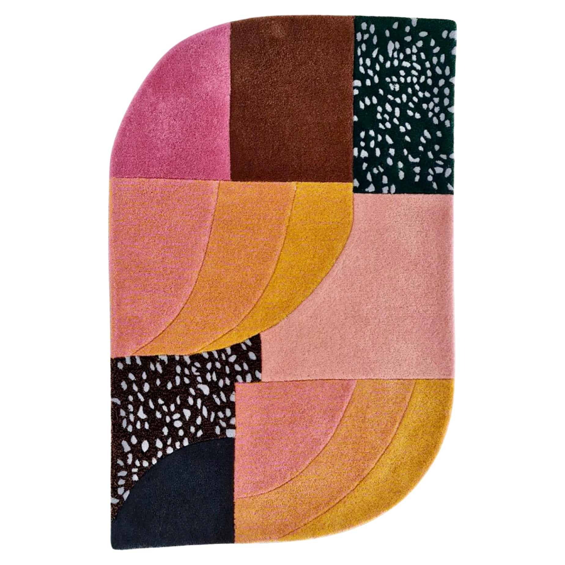 Moderner Wollteppich in Pastellrosa und Orange von RAG Home im Angebot