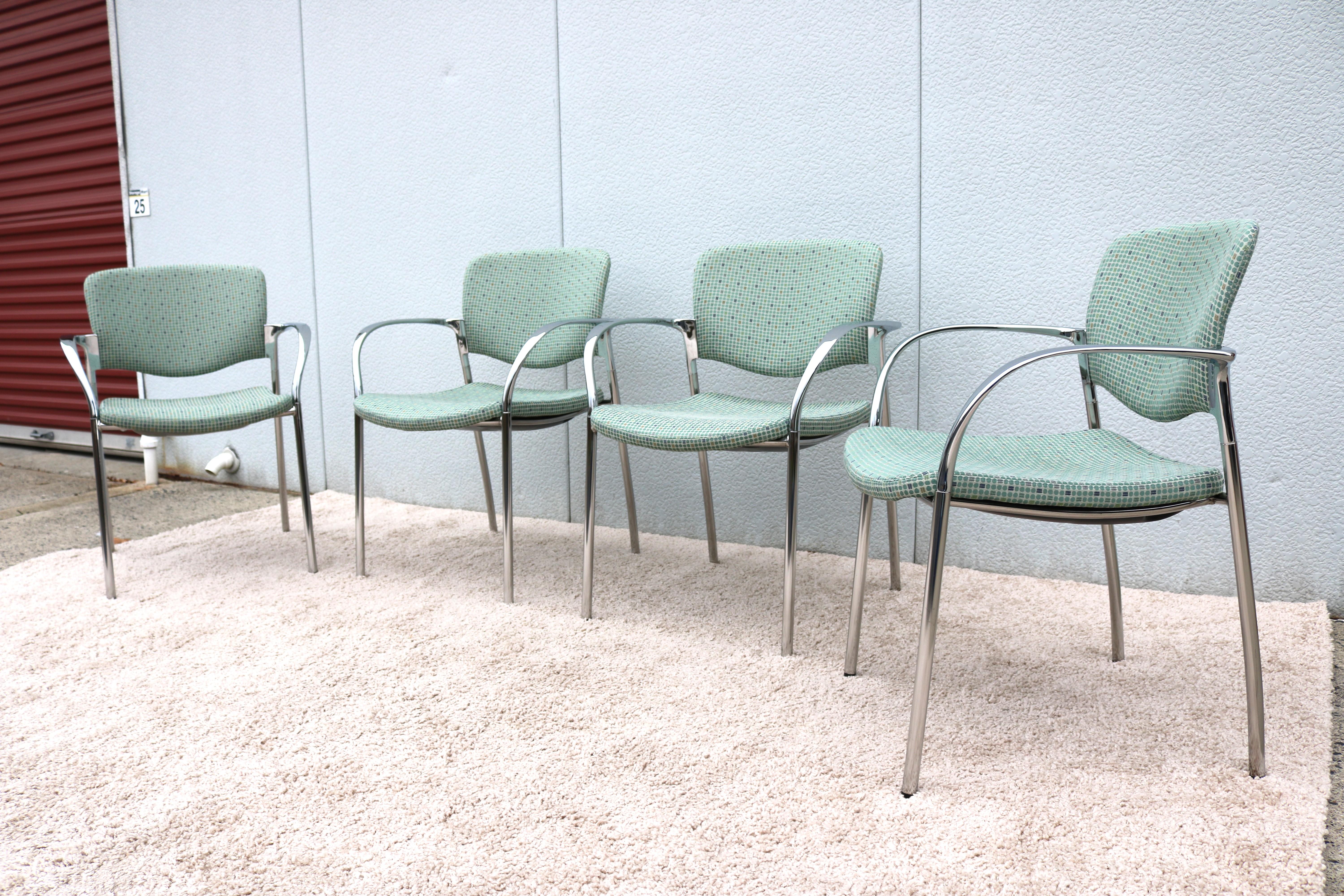 American Modern Stylex Welcome Multi Use Green Stacking Guest or Dining Chairs, Set of 4