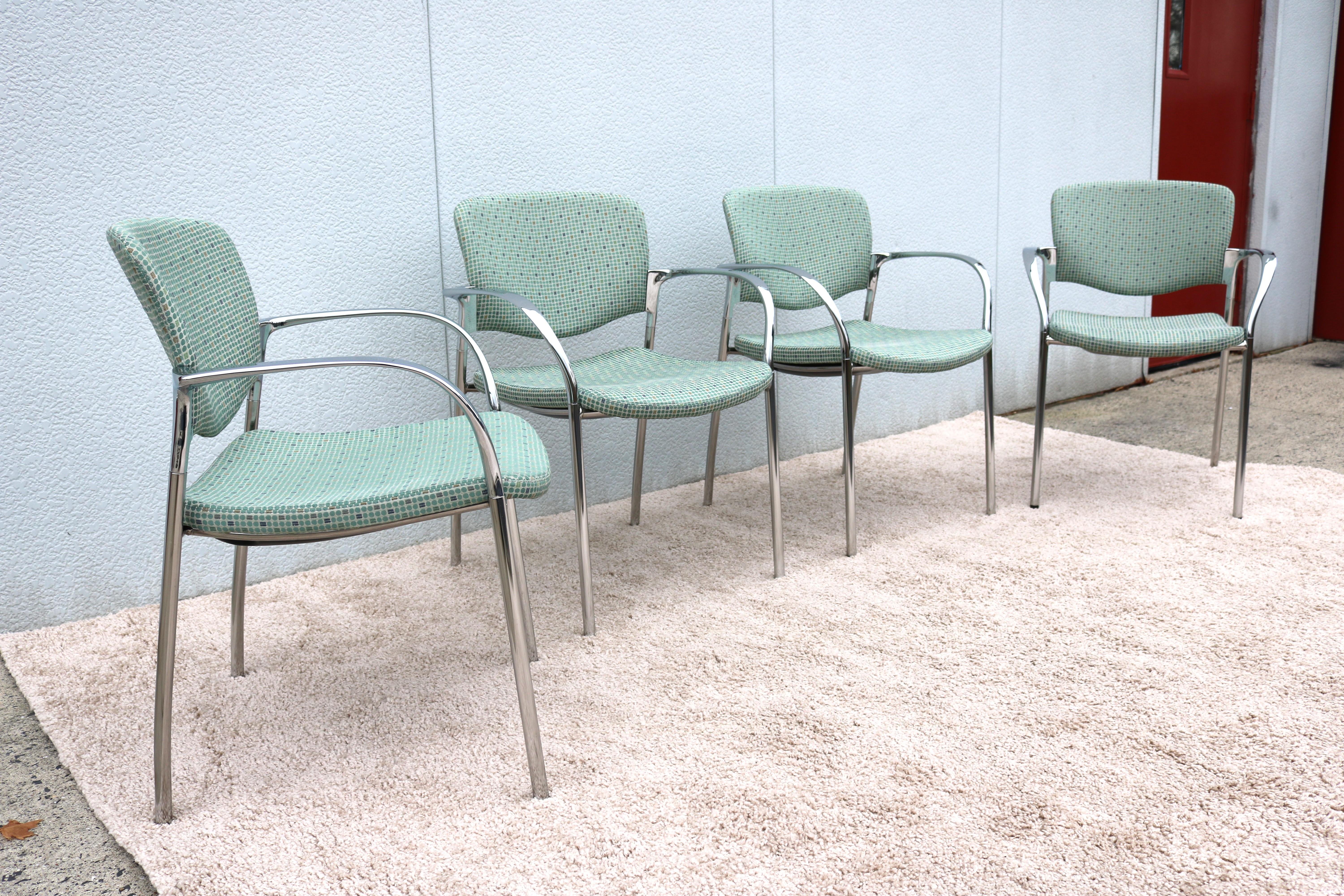 Modern Stylex Welcome Multi Use Green Stacking Guest or Dining Chairs, Set of 4 In Excellent Condition In Secaucus, NJ