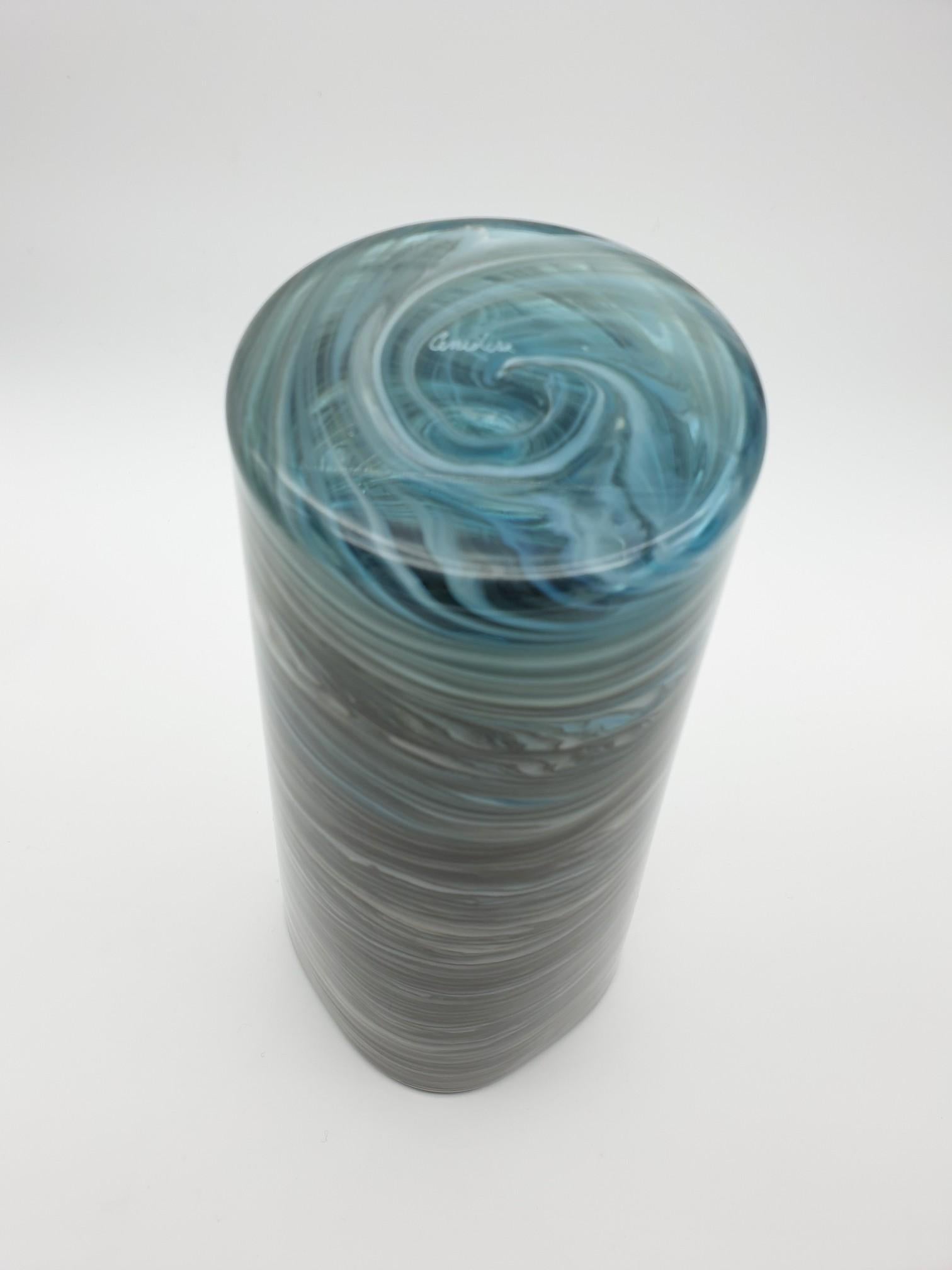 Modern Stylish Marbled Gray Murano Glass Vase by Cenedese, late 1990s For Sale 7