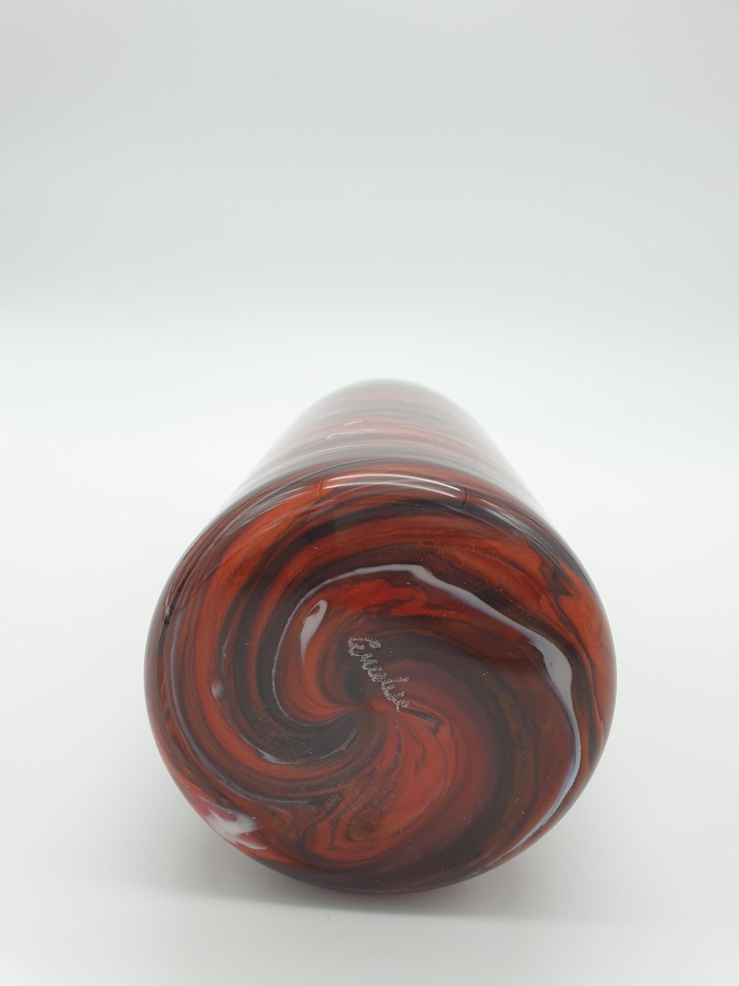 Modern Stylish Marbled Red Murano Glass Vase by Cenedese, late 1990s For Sale 1