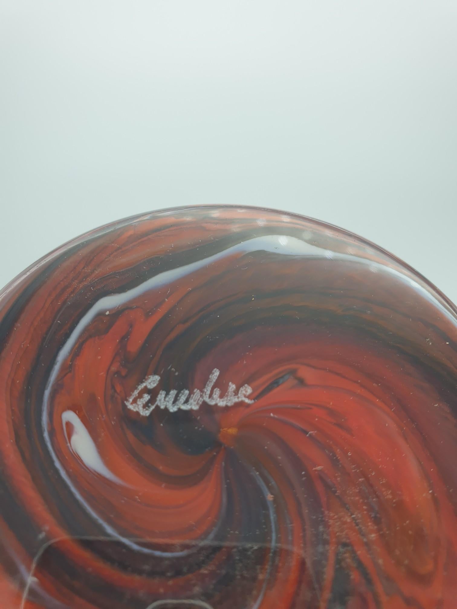 Modern Stylish Marbled Red Murano Glass Vase by Cenedese, late 1990s For Sale 4
