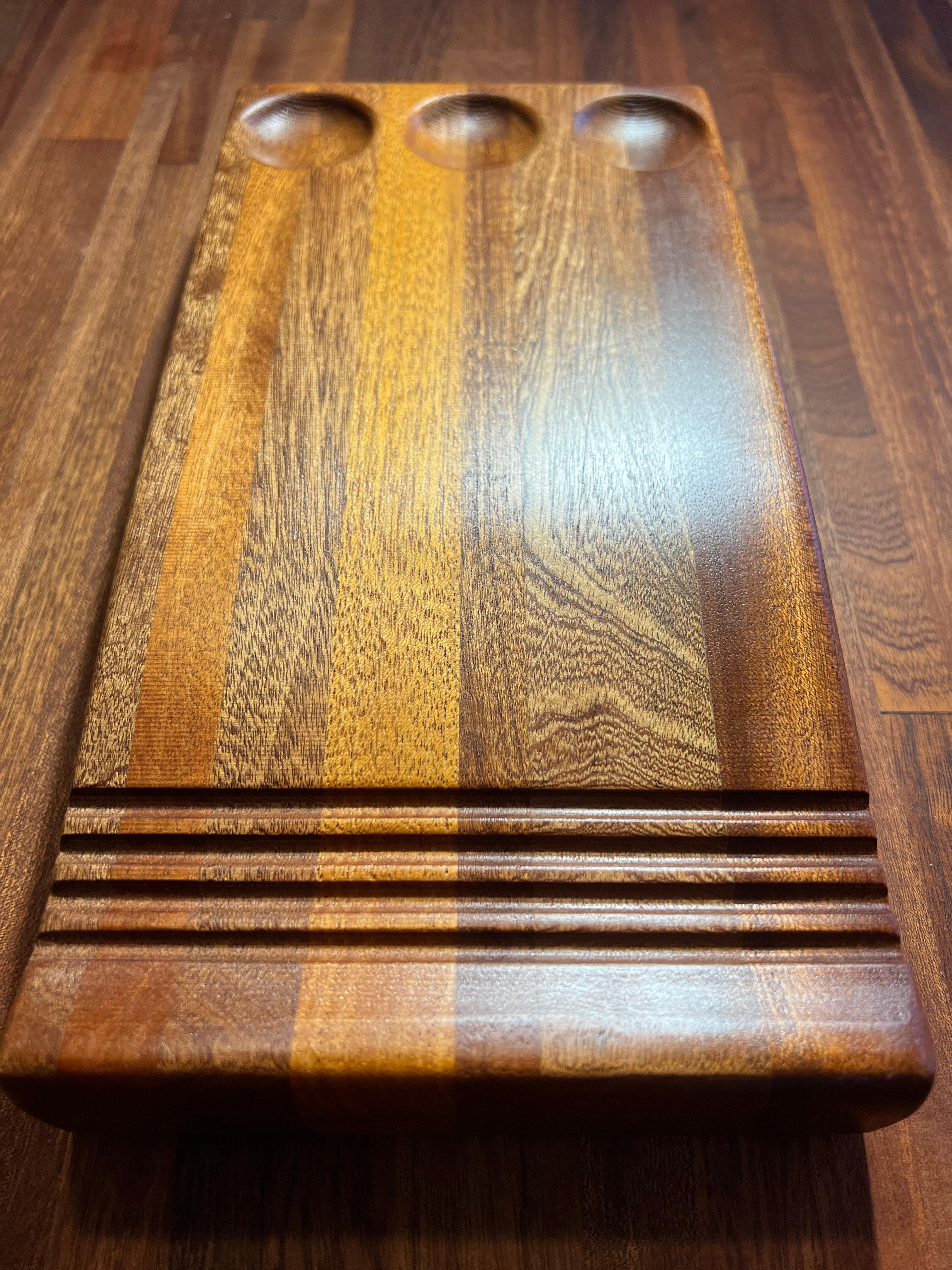 American Modern Stylish Sapele butcher block for preparing or serving in stock For Sale