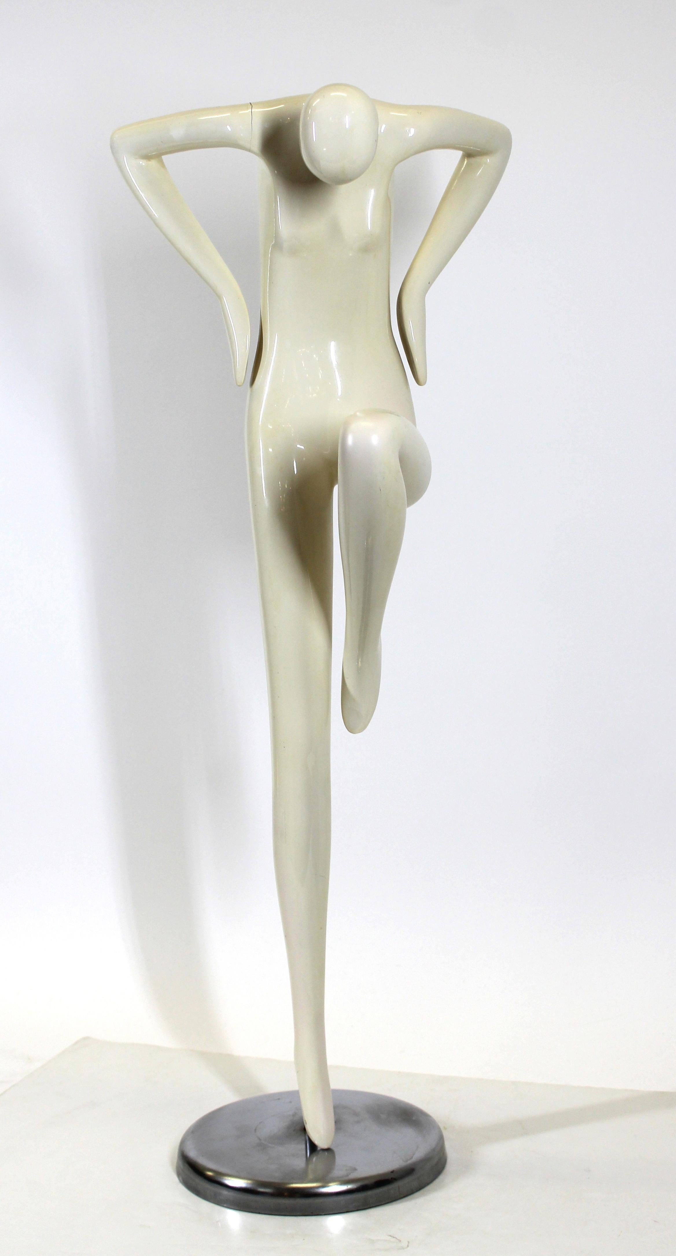 Modern Stylized Figure of Nude Woman on Metal Stand In Good Condition In New York, NY