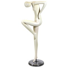 Modern Stylized Figure of Nude Woman on Metal Stand