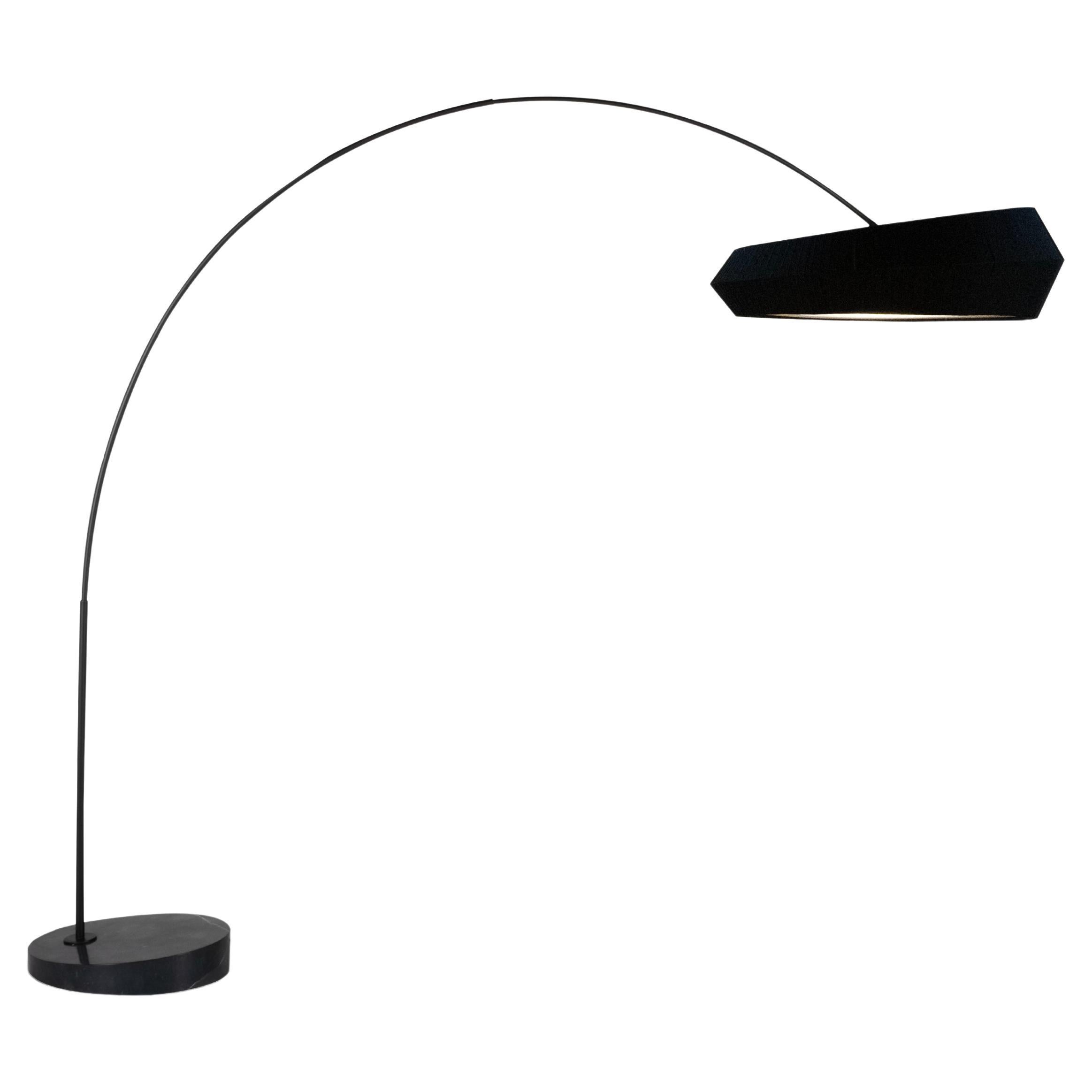 Modern Sublime Arc Floor Lamp. Gun Metal Marble, Handmade Portugal by Greenapple